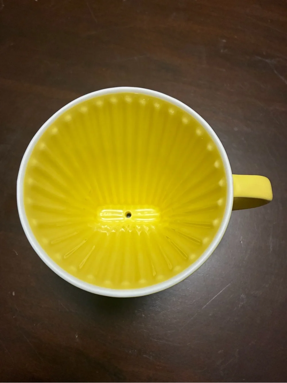 Yellow Ceramic Coffee Dripper - Classic Pour-Over Brewer